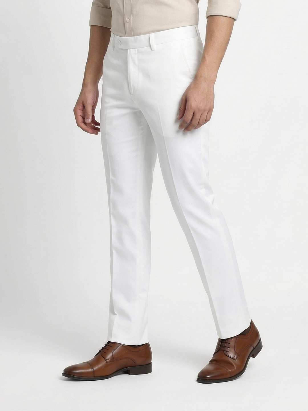 White Smart Fit Stretchable Trouser