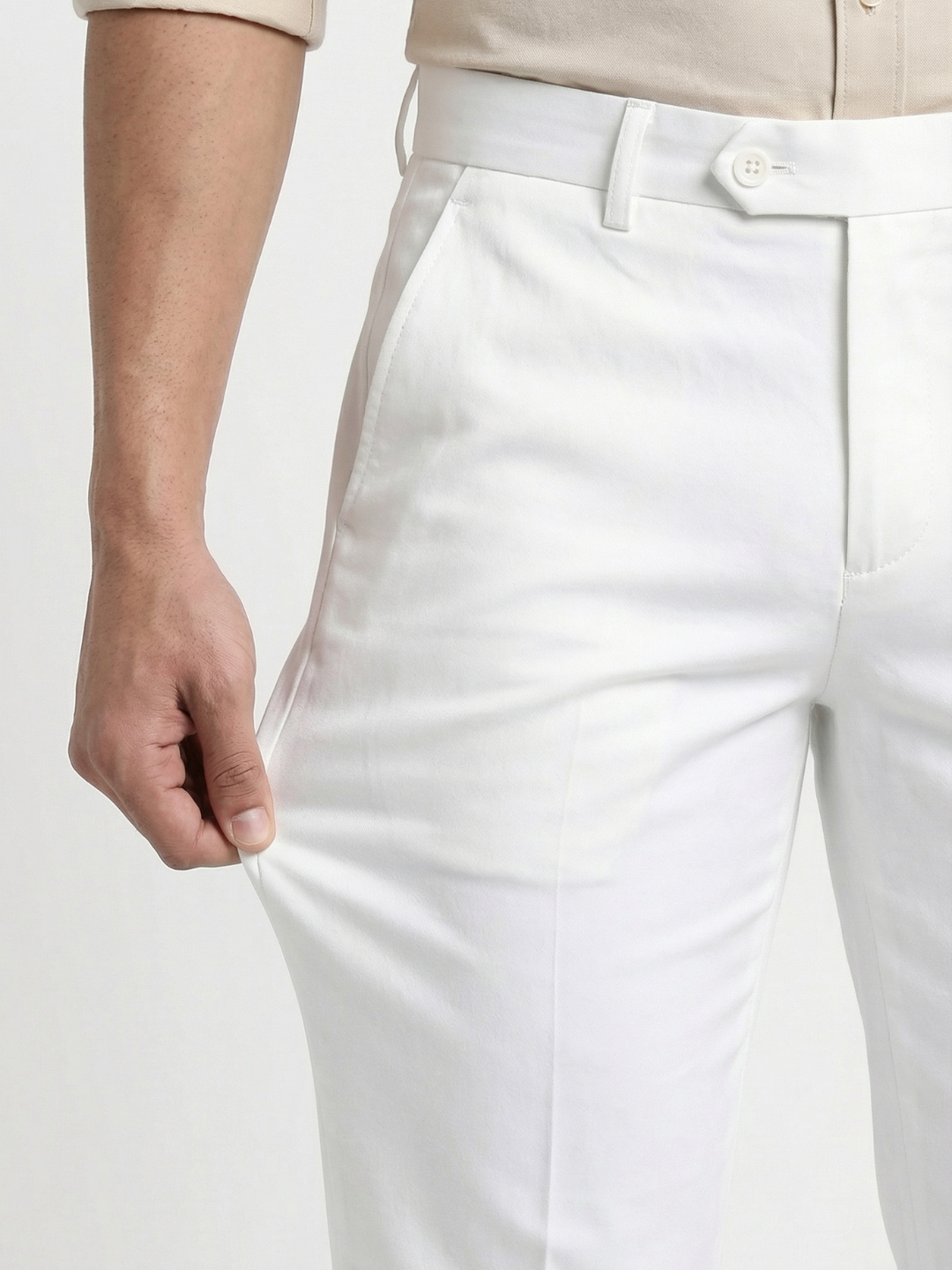 White Smart Fit Stretchable Trouser