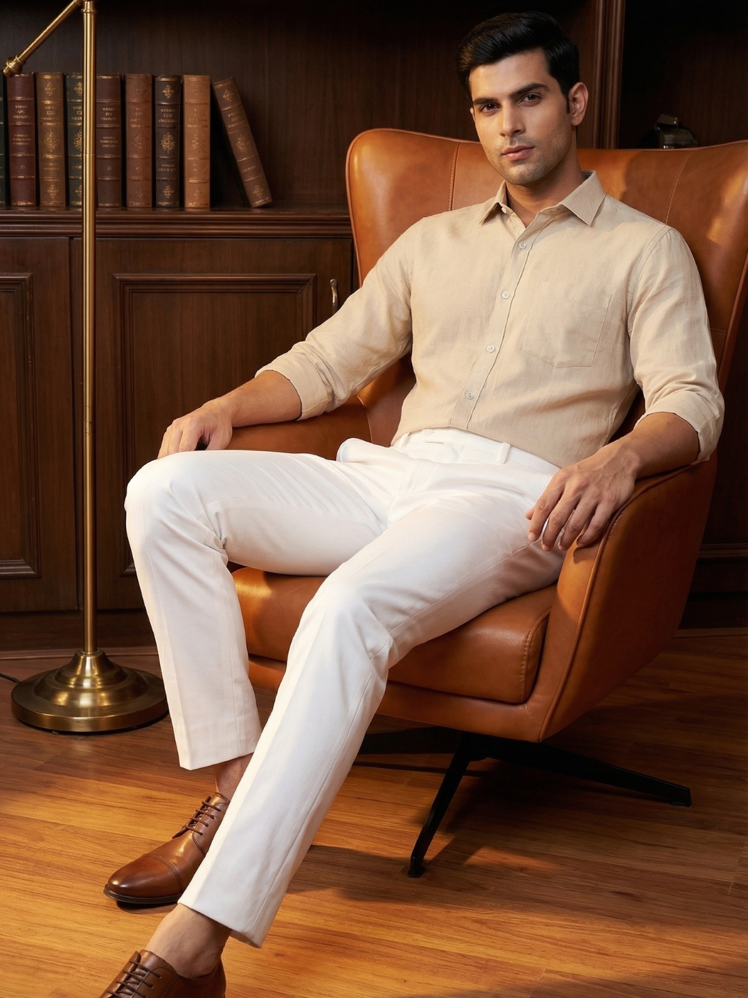 White Smart Fit Stretchable Trouser