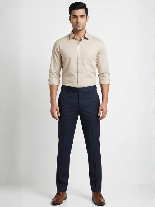 Navy Blue Smart Fit Stretchable Trouser