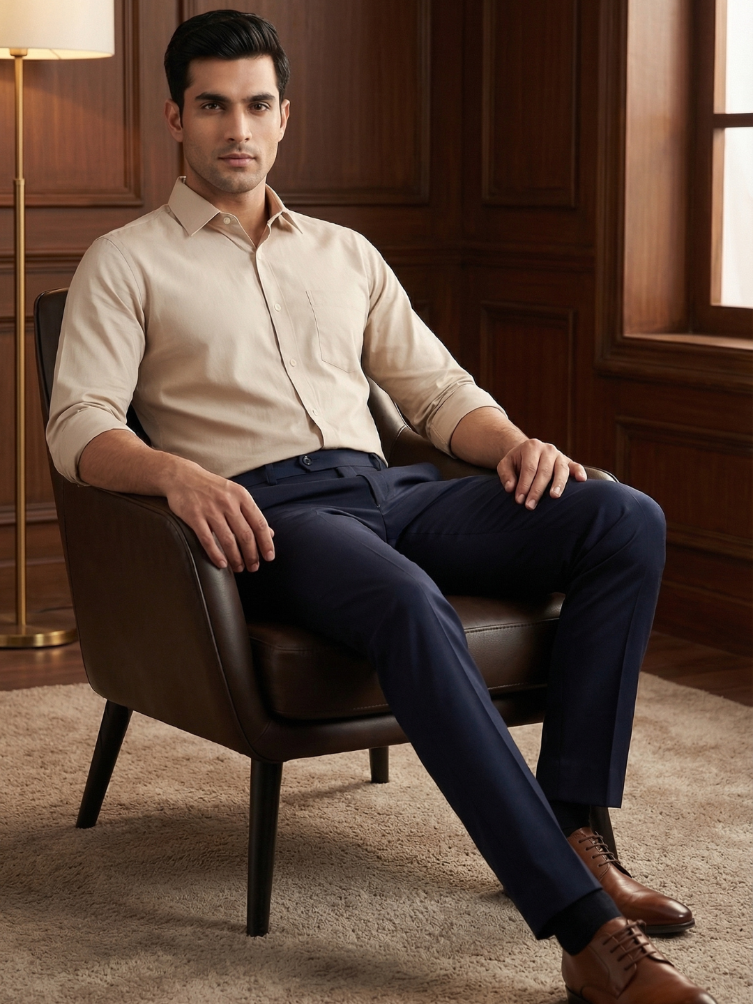 Navy Blue Smart Fit Stretchable Trouser