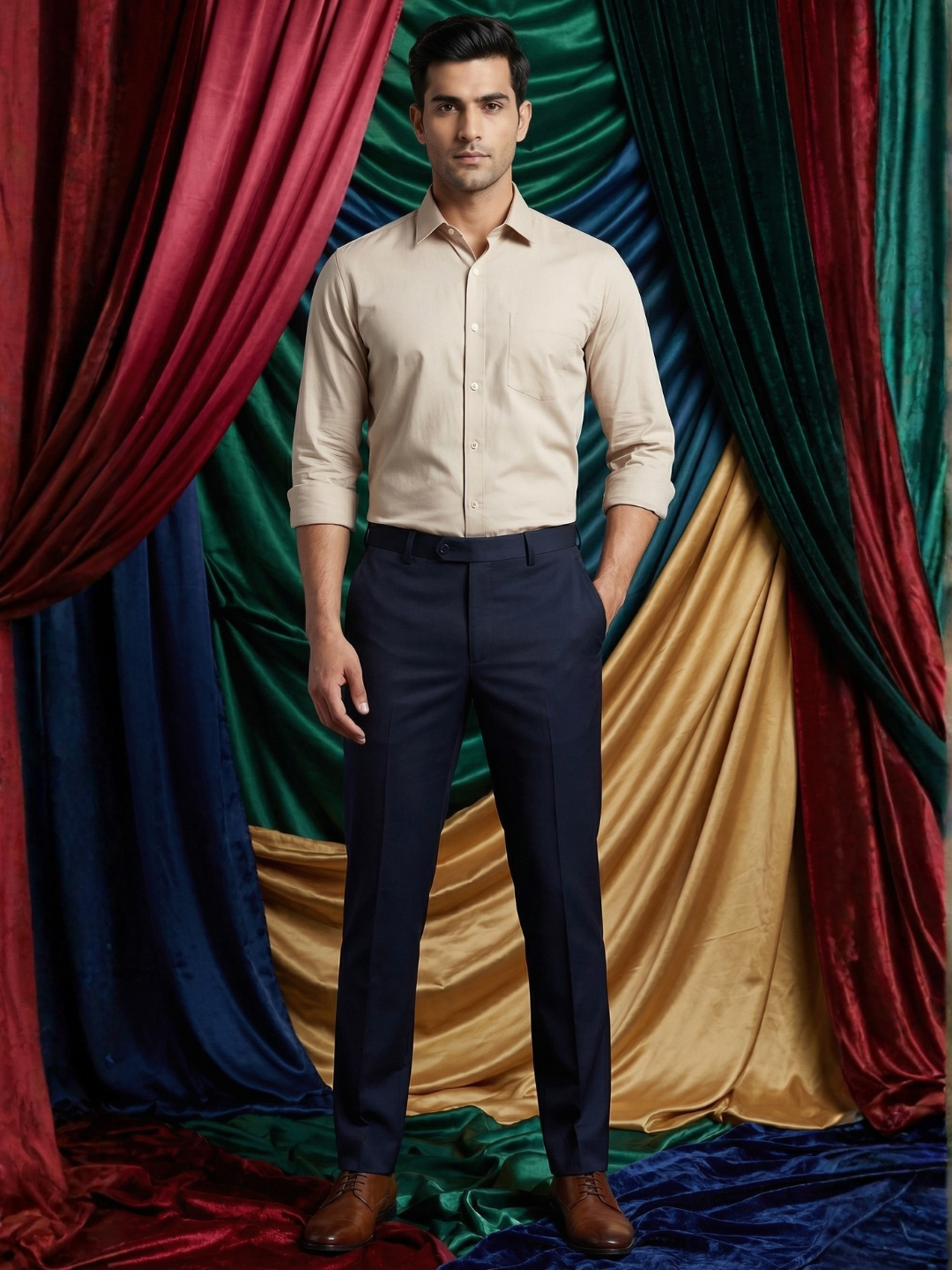 Navy Blue Smart Fit Stretchable Trouser