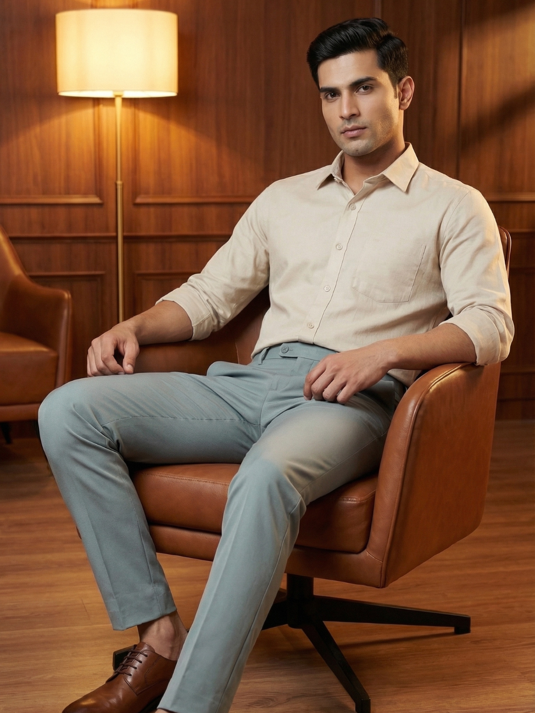 Medium Grey Smart Fit Stretchable Trouser
