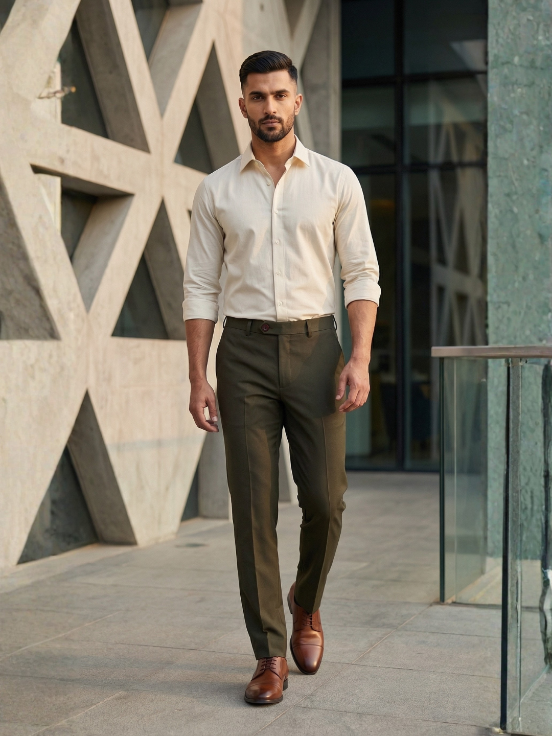Dark Olive Smart Fit Stretchable Trouser