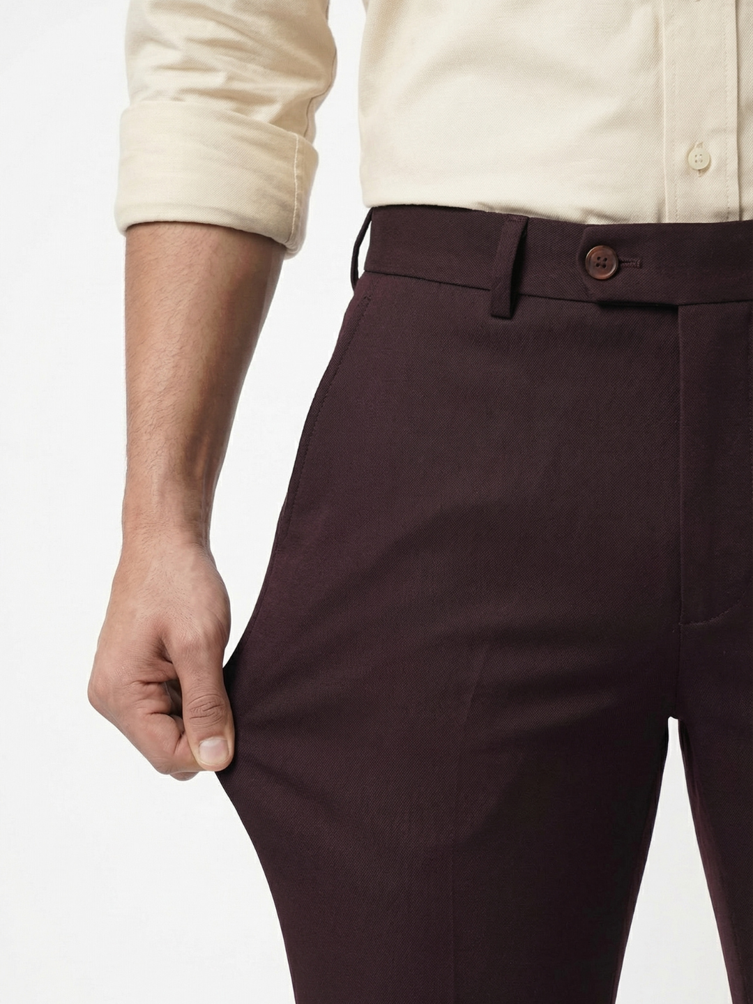 Wine Smart Fit Stretchable Trouser